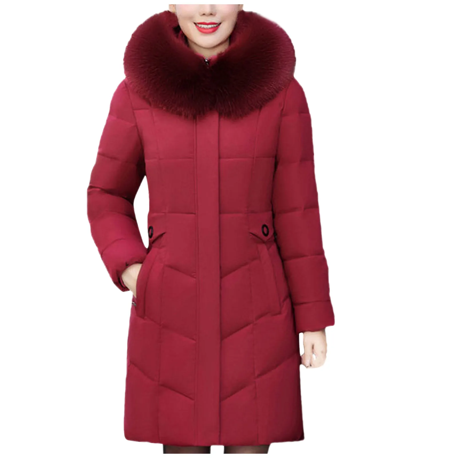 

Women's Winter Plus Size Mid-length Slim Padded Jacket Mother's Cotton Coat Fashion Winter Thick Warm Jacket Fast Delivery