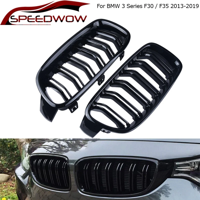 

SPEEDWOW 1 Pair Car Front Grille Gloss Black Front Kidney Grille For BMW 3Series F30 F31 F35 2013-2019 Racing Grills Car Styling
