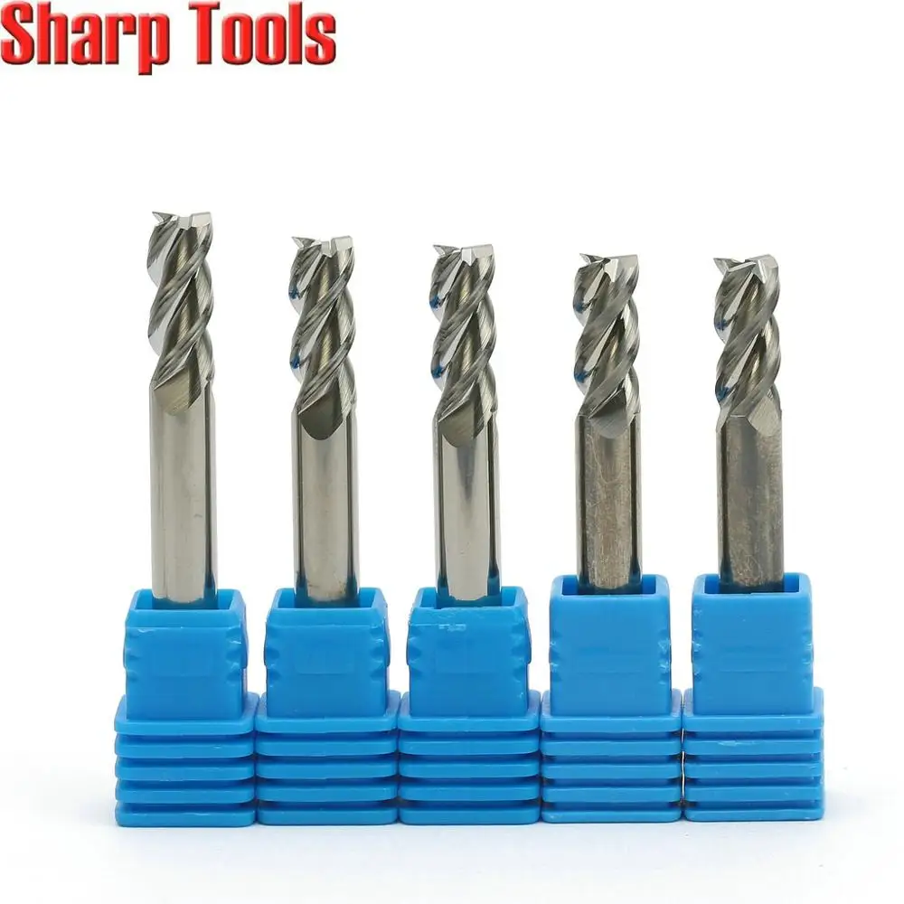 Satılık 6MM 3 Flüt Tungsten Karbür End Mill Alüminyum Spiral Freze Uçları HRC55 Alüminyum Freze Kesiciler CNC Kesme Aletleri Için Bir Tipi