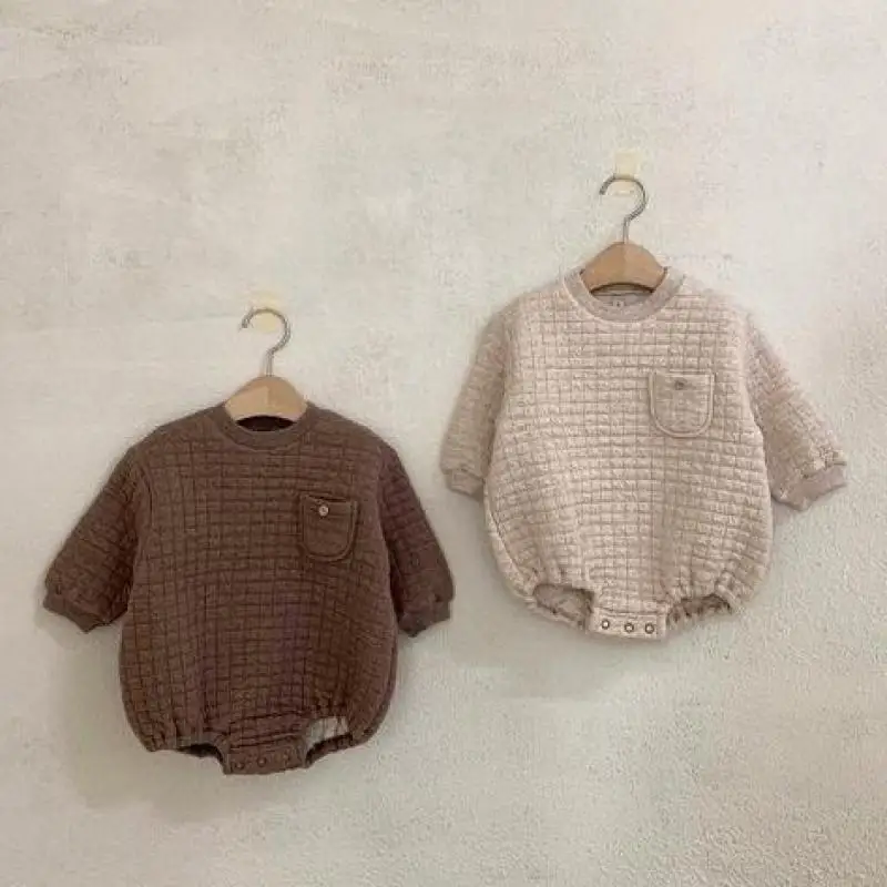 

2021 New Baby Thicken Cotton Bodysuit Long Sleeve Infant Clothes Autumn Baby Boy Jumpsuit Winter Warm Toddler Girl Onesie 0-24M