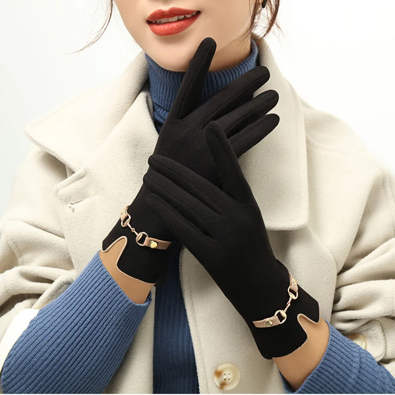 New Grace Fashion Lady Glove Mittens Women Winter Vintage Touch Screen Driving Keep Warm Windproof Gloves Dropshiping 