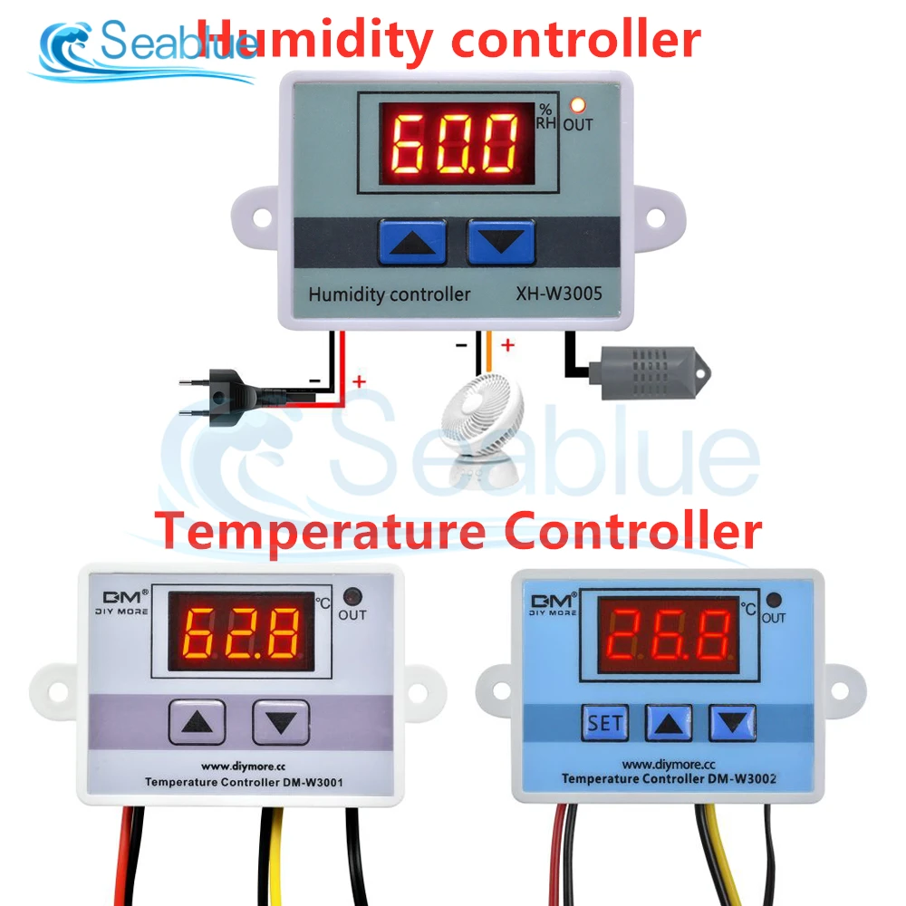 W3005 12V 24V AC 110 220V светодиодный цифровой Температура регулятор влажности Термостат