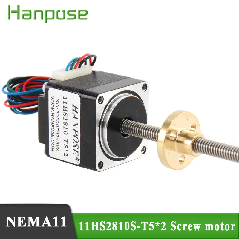 Винтовой двигатель Nema11 11HS2810 T5*2 L50/100 /150 мм линейный шаговый 28 с трапециевидным