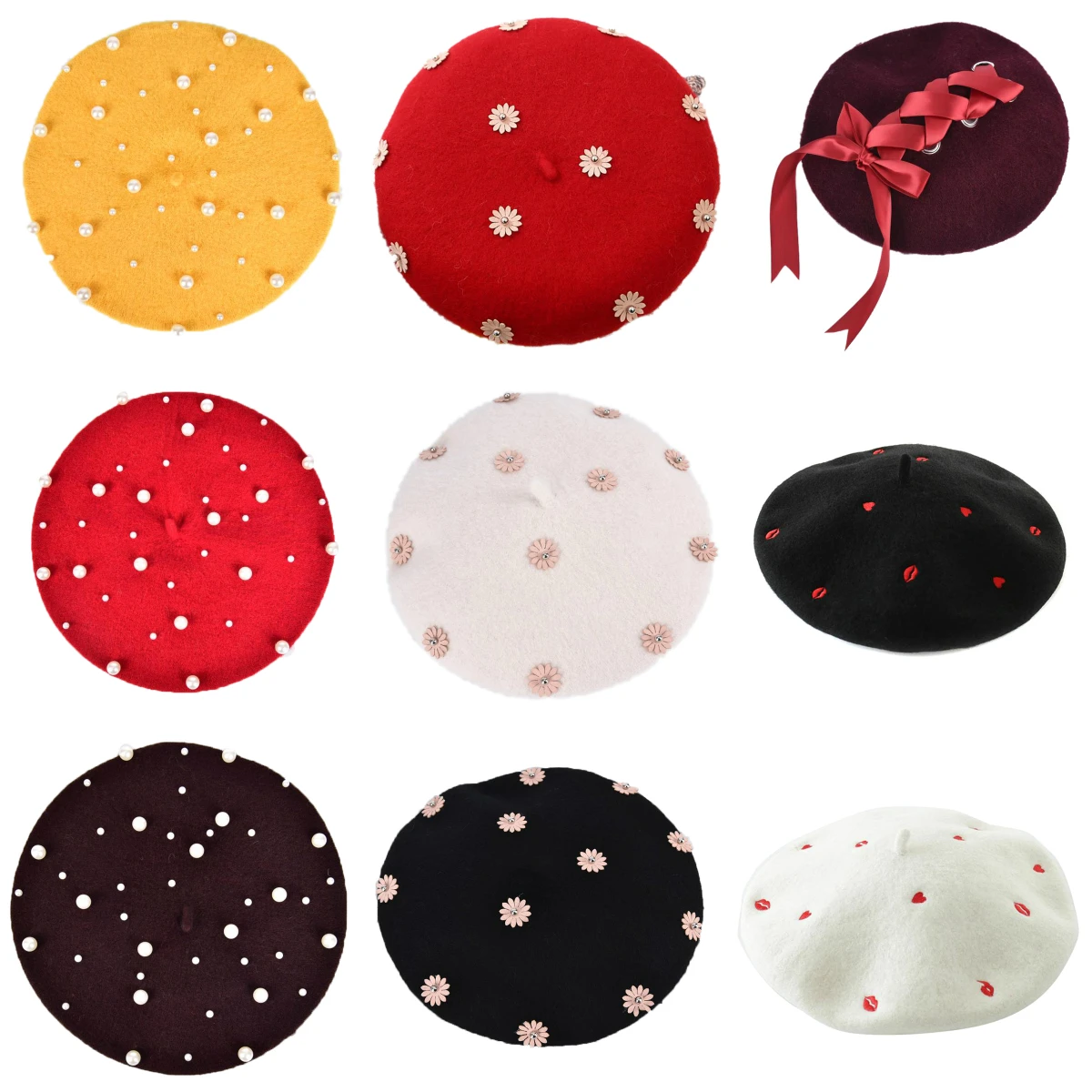 1 шт. элегантный винтажный шерстяной перламутровый берет шапка для женщин