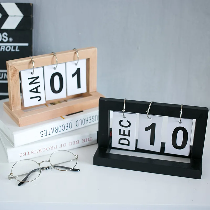 Креативный простой деревянный календарь украшение для стола маленькое кабинета