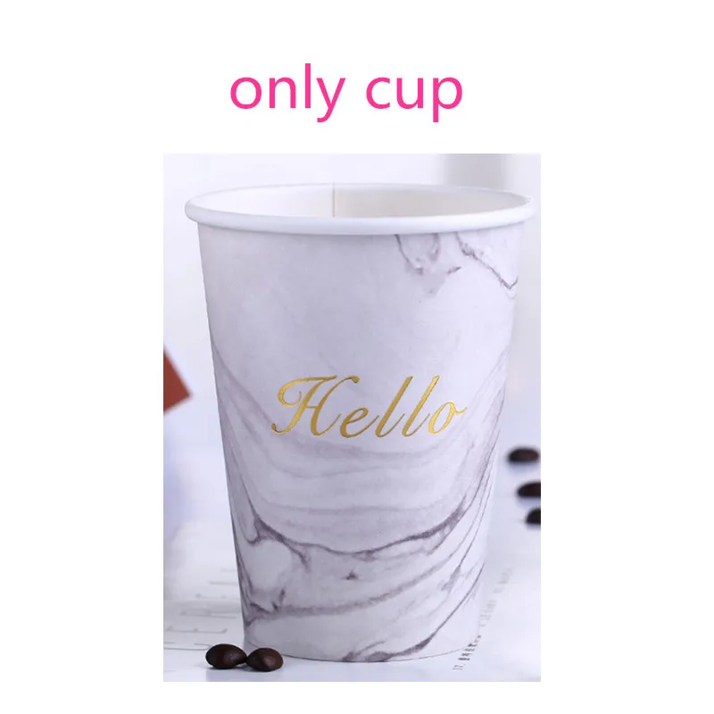 only cup 50 шт плотные вечерние одноразовые кофейные чашки 8 унций/12 унций/16 унций креативные молочный чай соевый холодный горячий напиток на вынос бумажные стаканчики с крышкой - Цвет: only cup