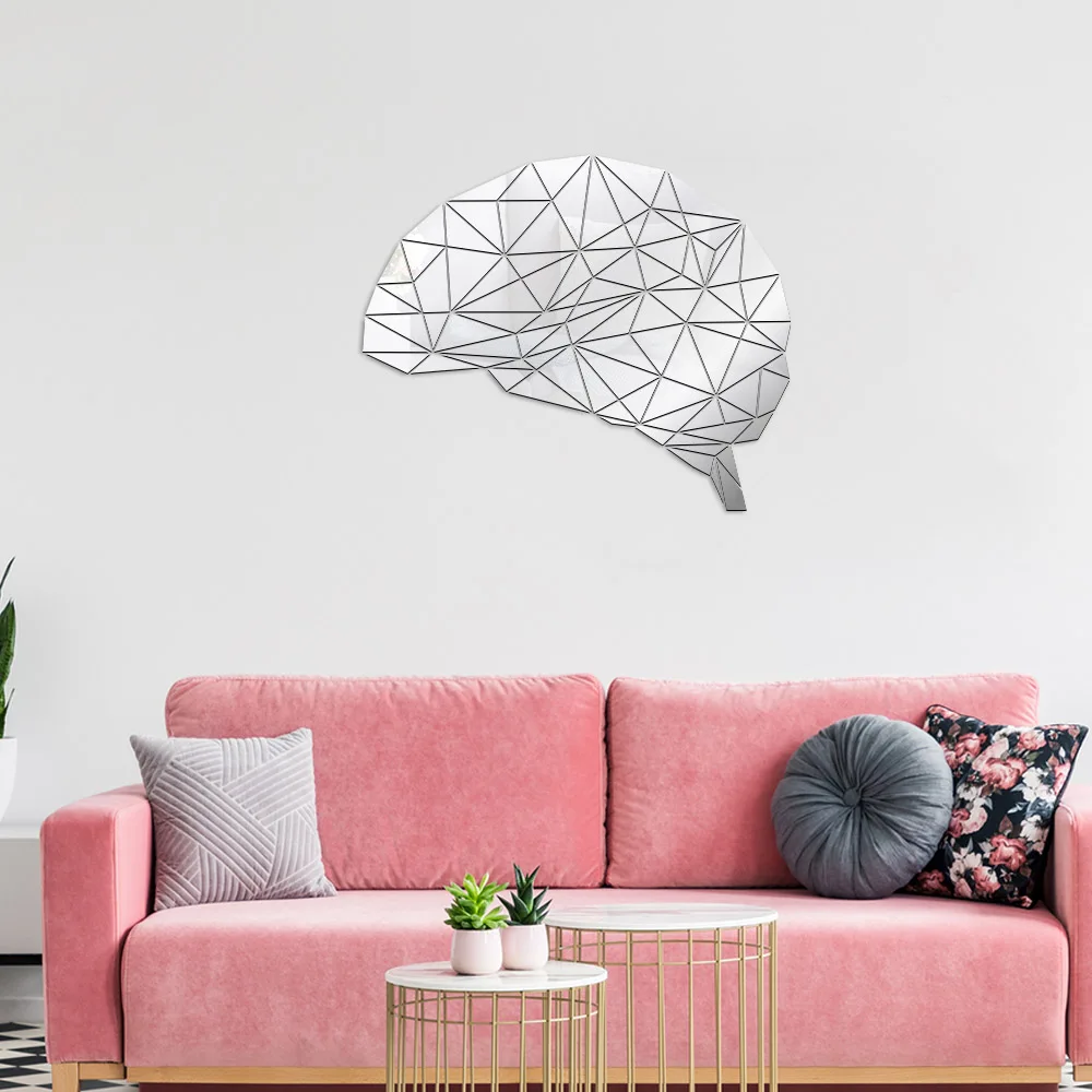 Акриловые зеркальные настенные наклейки Brain Mind настенное искусство нейронауки