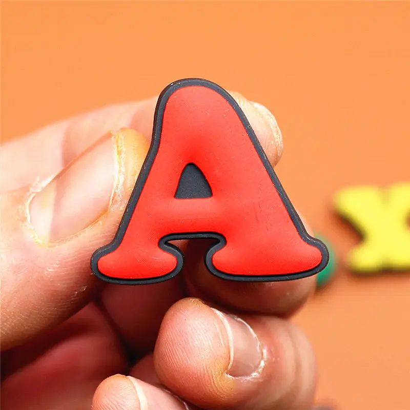 1pcs PVC Capital English Letters Shoe Charms Shoes Accessories Croc Shoe Buckle Decorations Ormaments fit JIBZ Party Kid's Gifts