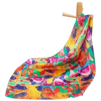 100 pure silk scarf women bandana female handkerchief top luxury womens natural silk square headband plaid neckscarf for women
