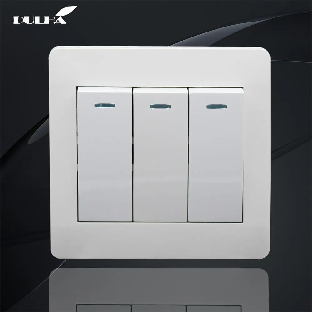 

3 Gang 2 Way 10A Light Wall Switch 110~250V 220V Electrical Push Button White PC Frame Panel Lamp Switches Factory Direct Sale