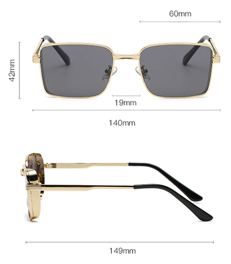 

Peekaboo square frame sunglasses women retro gold frame blue female metal glasses for men uv400 2022 high quality summer style