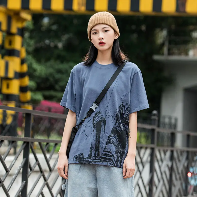 

Women's Short Sleeve T-Shirt, Loose, Cotton, Student, Korean Style, Super Fire Street, Hong Kong Style, Summer