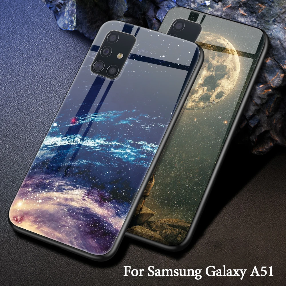 Чехол из закаленного стекла с рисунком звездного неба для Samsung Galaxy S20 Plus