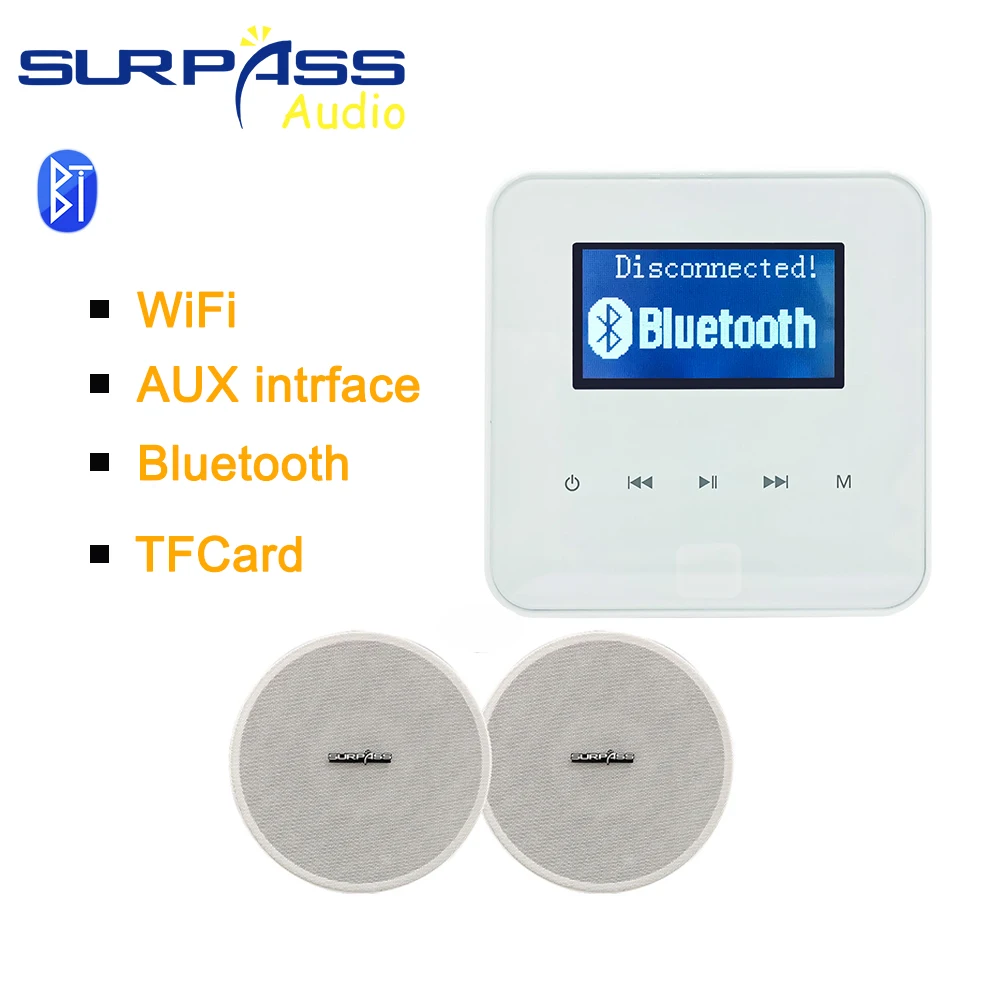 

Smart Home Audio WIFI Wall Amplifier with Speakers Bluetooth-compatible Background Music BT Amp PA System In-ceiling Speakers