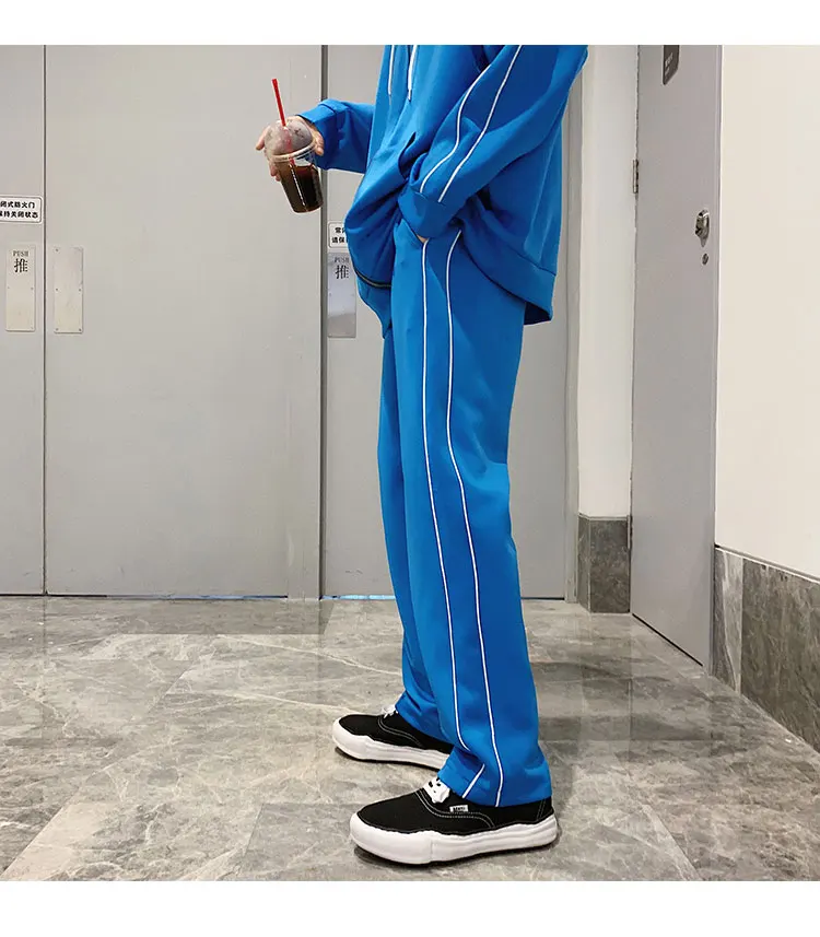 LAPPSTER Tracksuit мужской спортивный костюм осень мужские модные брюки комплект из двух предметов Мужской боковой полосатый Бомбер куртка пальто