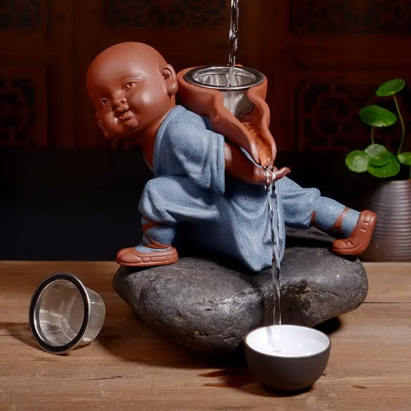 

Purple Clay Tea Pet Decoration Little Monk Pouring Water Design Teapot Cup Set Gungfu Tea Cup Teaware Unique For Home Office