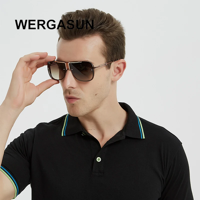 WERGASUN негабаритных Для мужчин солнцезащитные очки Элитный бренд женщин mach one