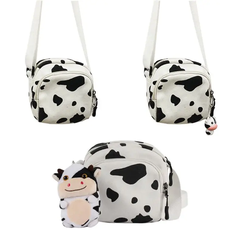 

Women Girls Cartoon Cow Print Shoulder Crossbody Bag Tote Satchel Phone Purse