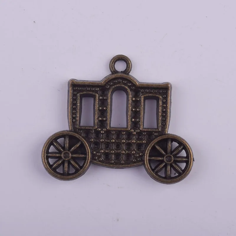 

50 шт./лот Античная бронзовая подвеска в виде каретки, фурнитура для изготовления ювелирных изделий, аксессуары из сплава, оптовая продажа