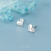 modian romantic dazzling zircon letterlove stud earring for women 925 sterling silver gold color hearts ear pin fine jewelry