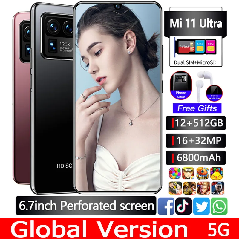 

Hot Selling Mi 11 Ultra 6.7-inch Smartphone 12G+512G 6800mAh Android Phone 16+32MP Fingerprint Unlock Google Play 5G Phone