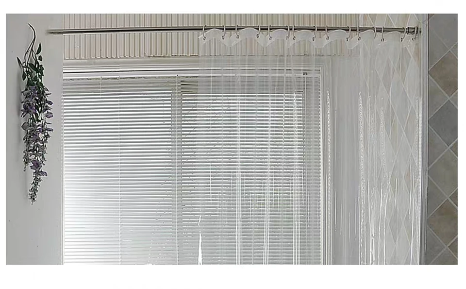 Plastic PEVA Waterproof Shower Curtain Transparent White Clear Bathroom Curtain Luxury Bath Curtain With Hooks