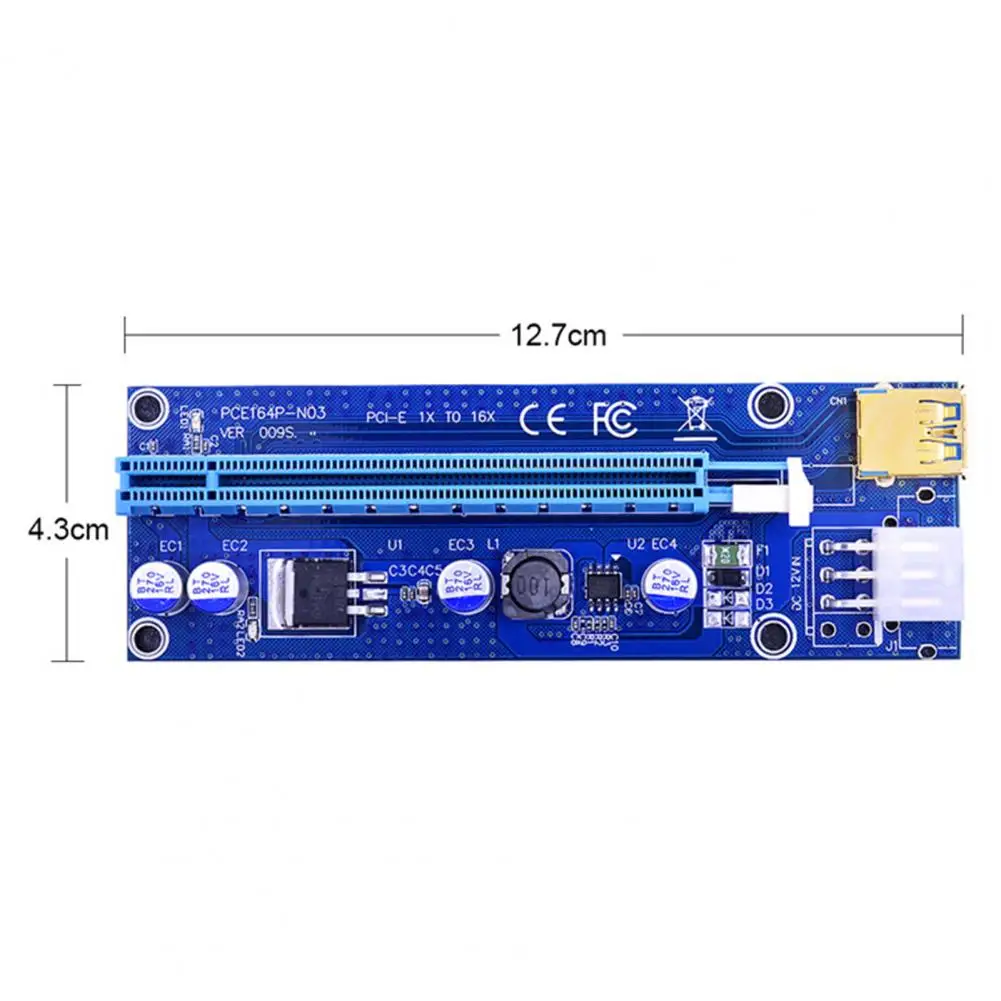 

3pcs Newest VER009 USB 3.0 PCI-E Riser VER 009S Express 1X 4x 8x 16x Extender Riser Adapter Card Ver009S Power Cable (For GPU)