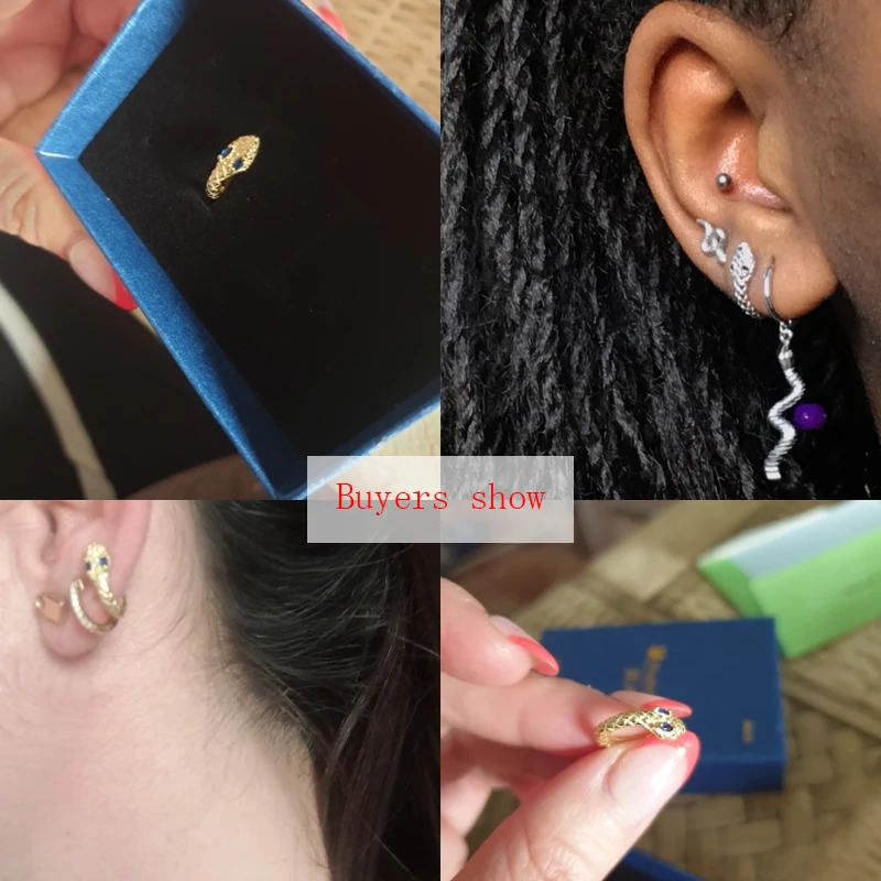 Змея длинные Позолоченные каплевидные серьги с квадратными 925 серебро для женщин