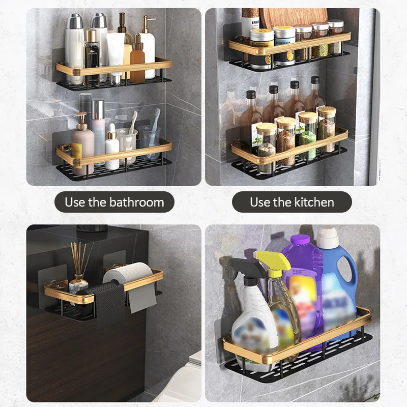 Kitchen Multifunction Punch-Free Organizer Storage Rack Holder Bathroom Shelf Drill Corner Shelves Shower Accessories | Строительство и