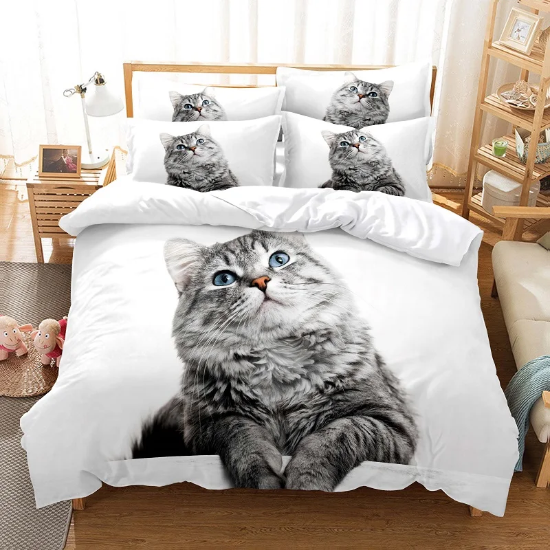

Katze Bettwäsche Bettbezug-set 3d Digitaldruck Bett Leinen Mode Design Tröster Abdeckung Bettwäsche-sets Bett Set