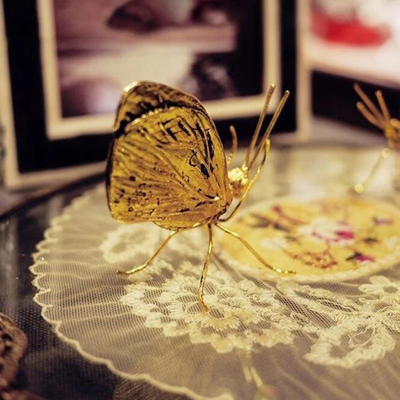 

Decorative Metal Handicraft Copper Gold Ant Butterfly Ornament For Art Decor