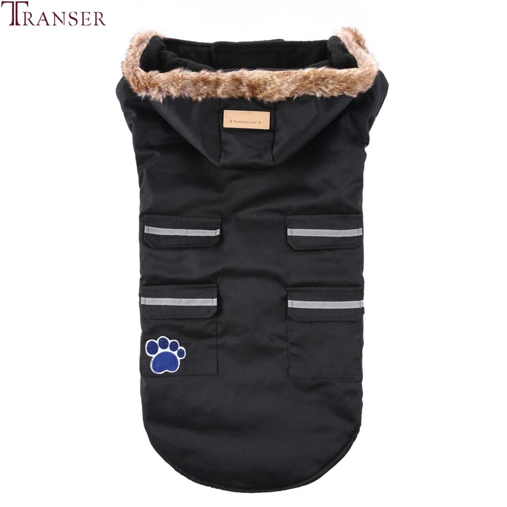 Transer Golden Retriver, Большие куртки для собак, искусственный мех, верхняя одежда с капюшоном, зимняя теплая одежда для собак, одежда для маленьких, средних и больших собак 9822