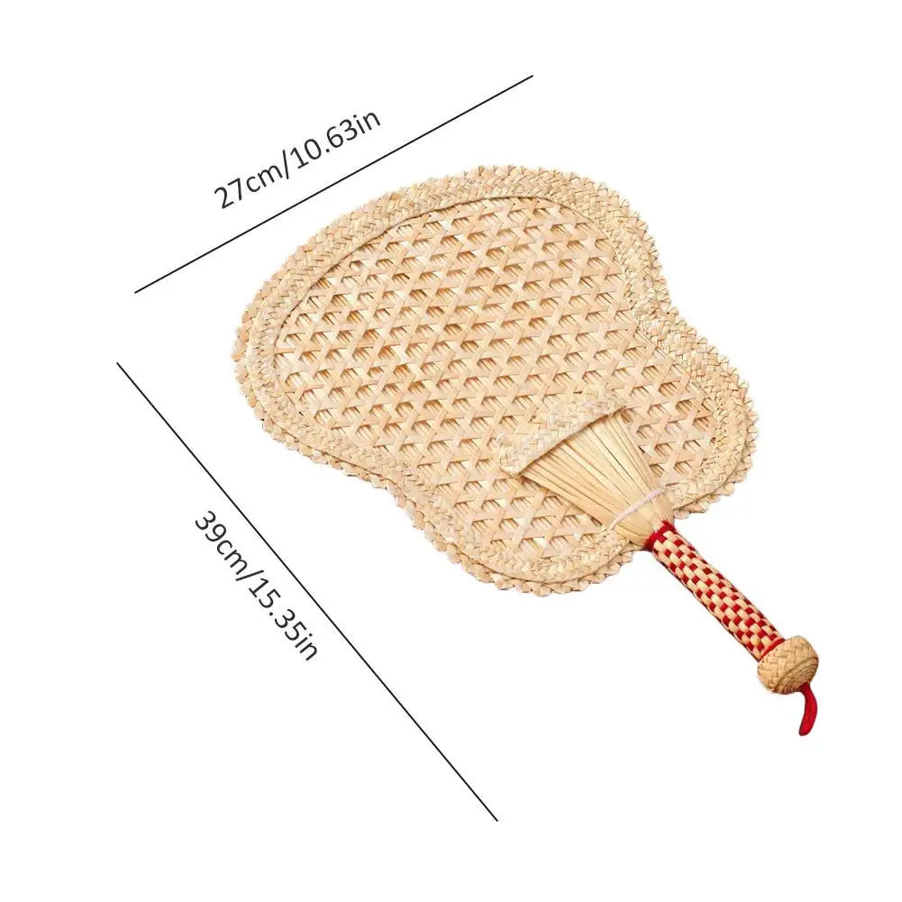 1 Pcs Pure Hand-Woven Wheat Straw Fan Old Man Summer Natural Hand Fan Environmentally Friendly Hand-Woven Fan Decoration Heart