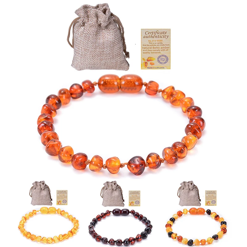 

Fashion Baltic Natural Amber Baby Strand Bracelet Child Handmade Colorful Irregular Molar Teething Beaded Bracelets Kids Jewelry
