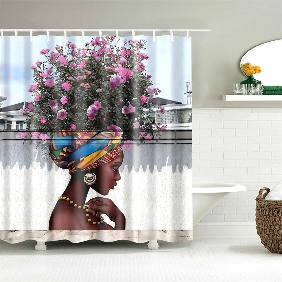 Африканская американская занавеска для душа Dafield Черная Женская из полиэстера
