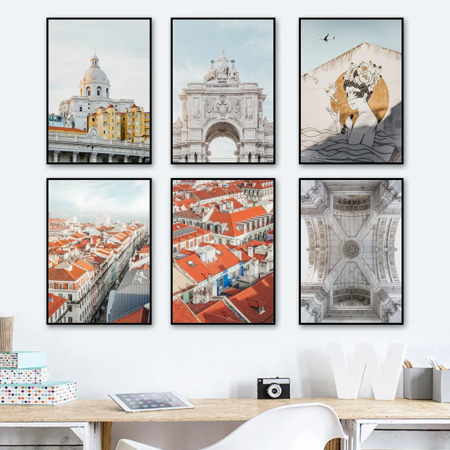 Lisbon City View Museum Street Graffiti Nordic Prints Art Canvas Painting Wall Decor Pictures For Posters Aesthetic Room | Дом и сад
