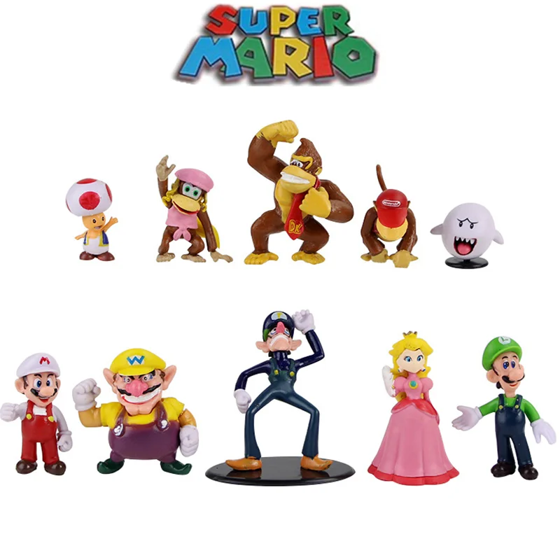 

22 шт./лот, игрушки из ПВХ в стиле Super Mario Bros, игрушки Yoshi Peach, Принцесса Луиджи Шай, парень Одиссей, осл, модель Kong, Мультяшные куклы, подарок на де...