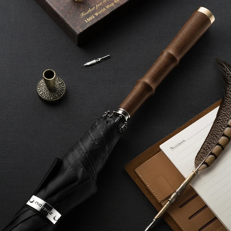 Economici Retro Nero Ombrello Parasole Grande Lungo Di Affari Patio Ombrello Da Golf Antivento All'aperto Paio Di Sombrillas Parasole BY50LU