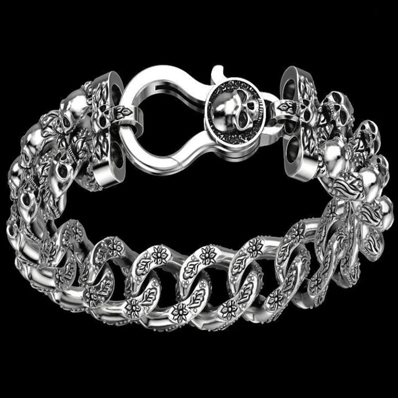Готический Для Мужчин's Нержавеющая сталь браслет стимпанк Череп &amp Браслет