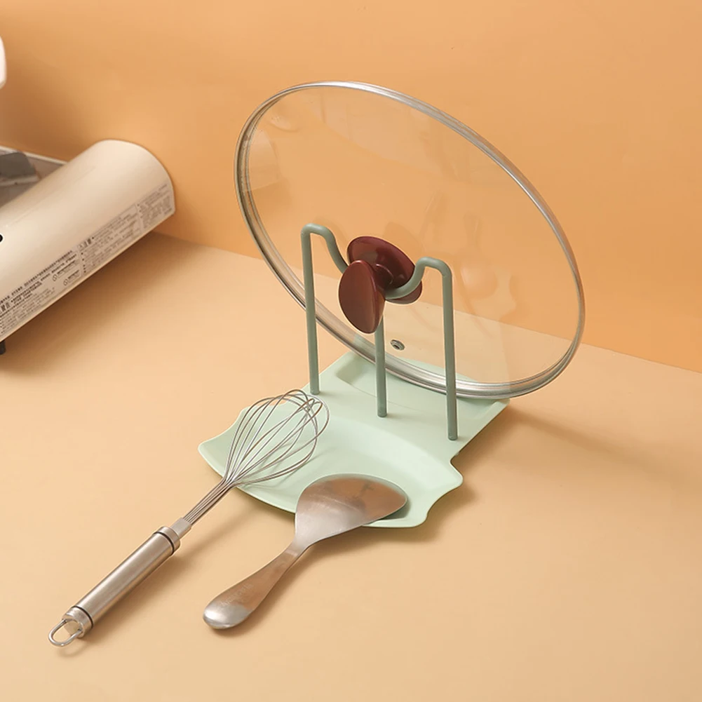 

Kitchen Organizer Pot Lid Storage Rack Shelf Countertop Punch-free Spoons Pad Bracket Home Kitchen Shelves Accessories Tools