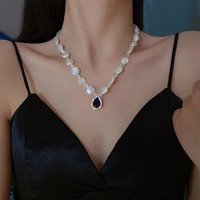 origin summer delicate baroque irregular circle natural pearl pendant necklace for women crystal waterdrop necklace jewelry