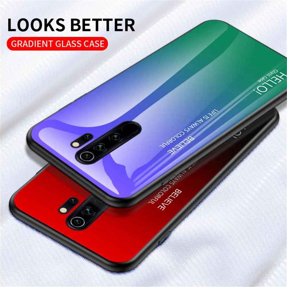Gradient Color Glass Case For Xiaomi Redmi Note 8 Pro 7 Mi 9 Play 7A K20 Pocophone F1 Back Cover |