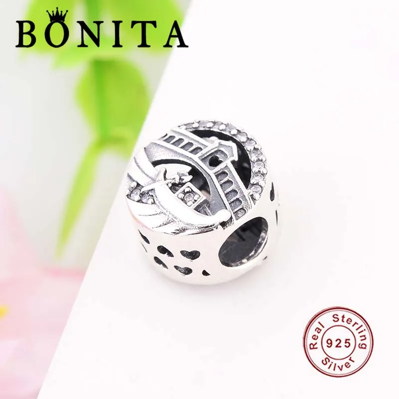 925 Sterling Silver Couple Bridge &amp Boat Dangle Charm Fit Original Pan dola Charms Bracelet Necklace Beads Berloque DIY Jewelry |