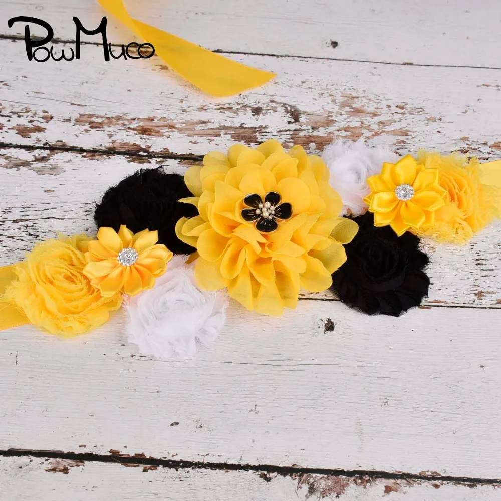 

Powmuco 1 PCS Handmade Polygonal Floral Maternity Waistband Cute Little Daisy Chiffon Flower Women Sash DIY Wedding Decoration