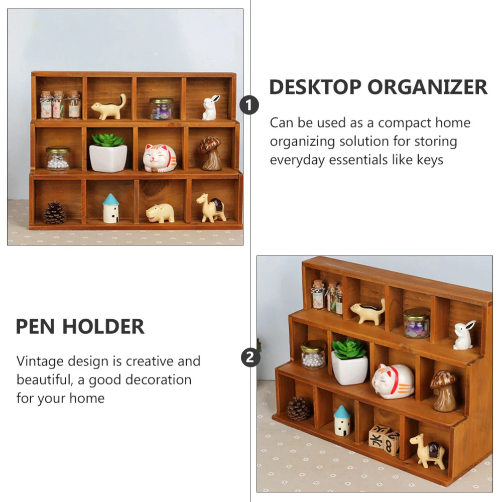 

Creative Vintage Desktop Organizer Wooden Case Wall Hanging Wooden Storage Rack
