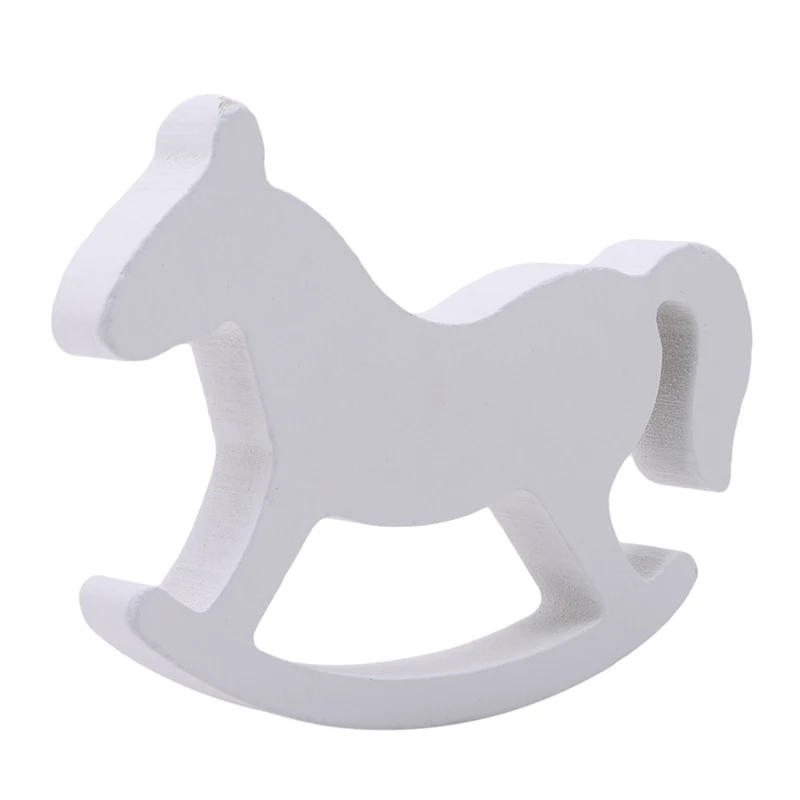 Белая деревянная маленькая милая лошадка-качалка домашний декор детские игрушки