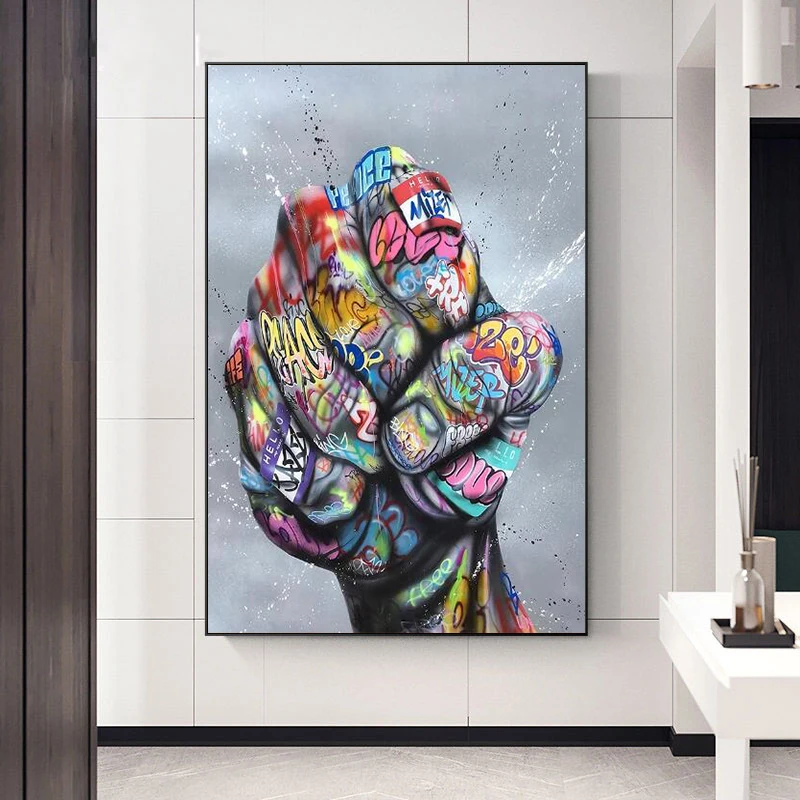 

Power of Fist Street Graffiti Art Posters and Prints Abstract Art Paintings on The Wall Art Modern Pictures Home Decor Cuadros