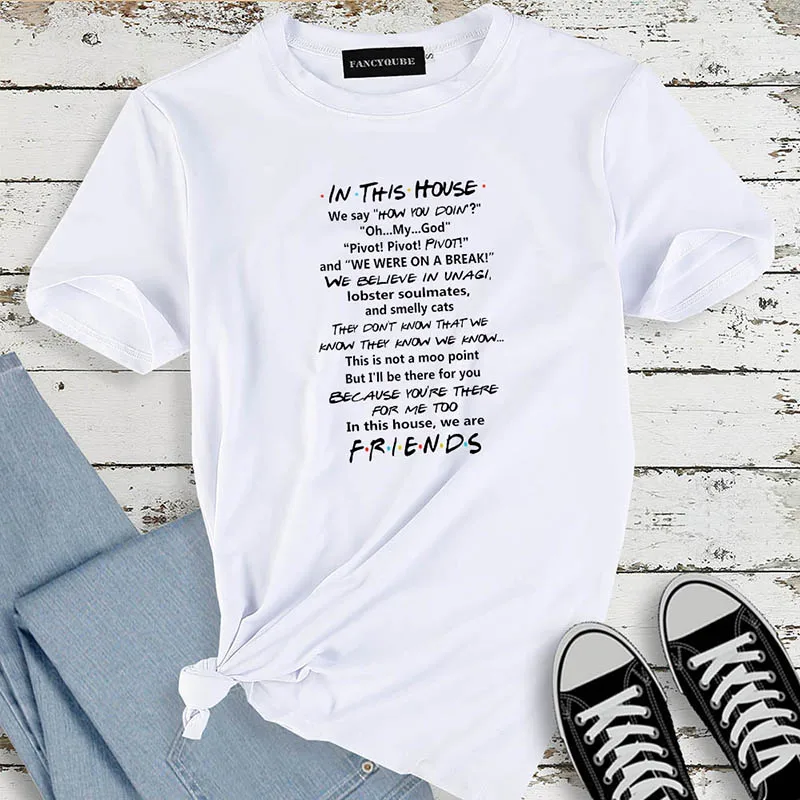 Футболка с готическим рисунком Friends Tee Harajuku женская футболка с буквенным принтом с коротким рукавом и круглым вырезом Женские топы