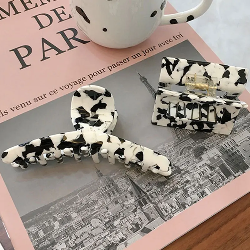 

Milk Cow Color Geometric Large Hair Claws Women Girls Vintage Hollow Acrylic Hairpins Acetate Hair Clips Crab Hair Accessories