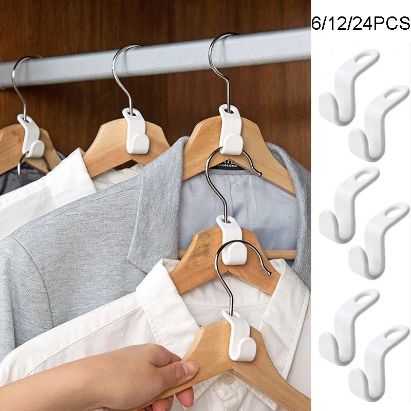 

6/12/18/24Pcs Connect Hooks For Hanger Wardrobe Space-saving Stack Hanger Hook Clothes Hanger Rack Closet Organizer Linking Hook